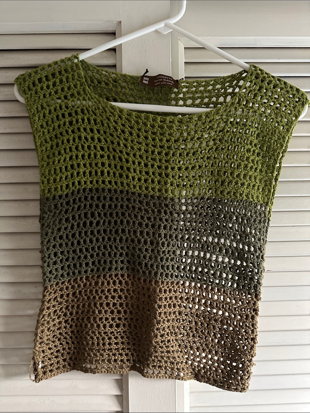 Handmade Crochet Green Striped Tank Top